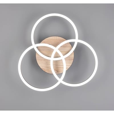 Reality Leuchten LED plafondlamp Circle 3-lamps afstandsb. hout