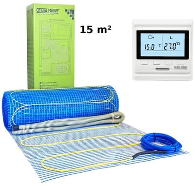 Elektrische vloerverwarmingsset 15 m², 170 W/m² + HW500 Thermostaat, Grand Meyer