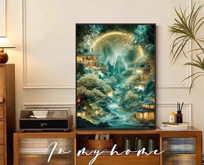 DIY kruissteekborduurpakket/Landschapsschilderij in Chinese stijl/gedrukt kruissteekpatroon borduurpakket (frame niet inbegrepen) 40*50CM