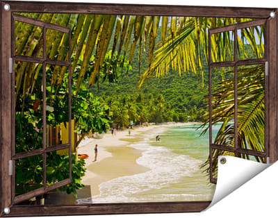 Gards Tuinposter Doorkijk Laguna - 90x60 cm - Tuindoek - Tuindecoratie - Wanddecoratie buiten - Tuinschilderij