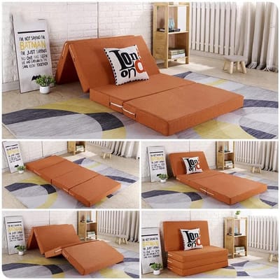 Draagbare Reismatras - Vouwmatras Gast - Kamperen Thuis - Waterdichte Hoes - 200x60x5cm - Oranje