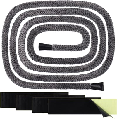 Stove Rope 6 mm x 2.5 m - Lange Fire Rope voor Houtkachel - Sealing Strip Rope voor Vuurplaatsen - 4 Tapes