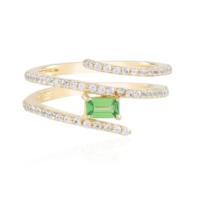 Cavill - 925 Sterling Zilver Vergulde Ring met 0,251 ct Tsavoriet & 0,655 ct Pavé Zirkonia - Modern & Elegant Groen