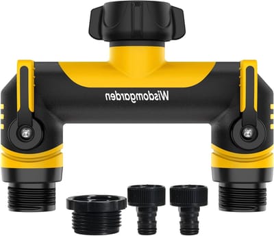 Tweeweg Slangverdeler voor Tuin, Buitenkranen en Wasmachine, Ideaal voor Meerdere Irrigatiebehoeften, 3/4 Inch met 1/2 Inch Adapter