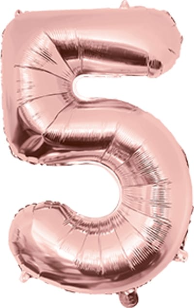 Cijfer ballon | Folieballon | Afmeting: 40cm | Kleur: Rose goud | Cijfer: 5