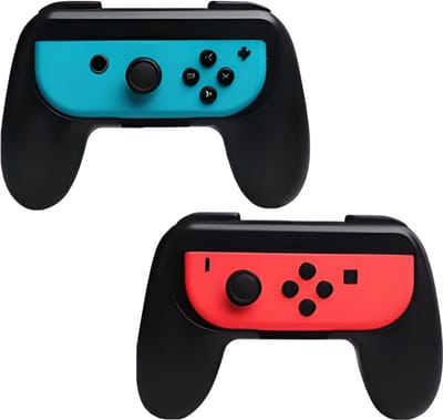Heuts Goods - Joy Con Controller Grip geschikt voor Nintendo Switch - Joy Con Controller Grip - Nintendo Switch accessoire geschikt voor Nintendo Switch - Set van 2 - Zwart/Zwart
