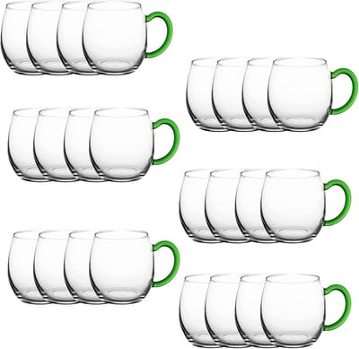 24 x wijnmokken met groene handgreep 250 ml wijnglas gekalibreerd glas witwijnglas glühweinglazen glühweinbeker punchglazen theeglazen met handgreep spritzerglas