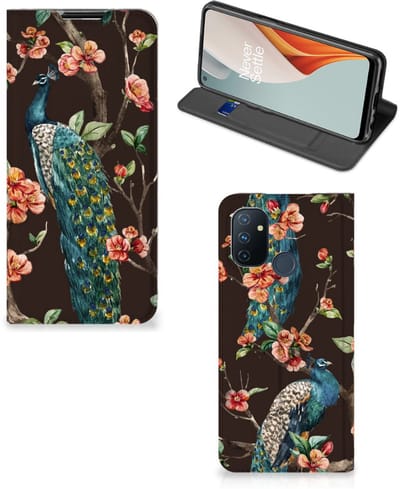 OnePlus Nord N100 Hoesje maken Pauw met Bloemen