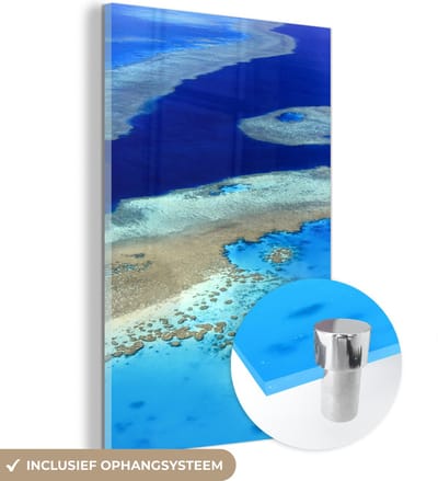® Glasschilderij 120x180 cm - Schilderij acrylglas - Grote riffen in de wateren aan de kust van de Whitsundayeilanden - Foto op glas - Muurdecoratie woonkamer - Wanddecoratie slaapkamer - Schilderijen