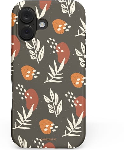 Casetastic hoesje geschikt voor Apple iPhone 16 - MagSafe - Dubbellaagse bescherming - Zandsteen - Fashion Case - Donkergrijs Taupe Grijs Terracotta