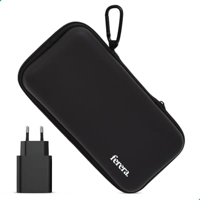 Ferera Solar Powerbank Case - Waterbestendige Hoes - Noodpakket - Inclusief Karabijnhaak & Oplaadblok (USB-A 15W 5V/3A) - 20,5 x 10,5 x 4,5 CM