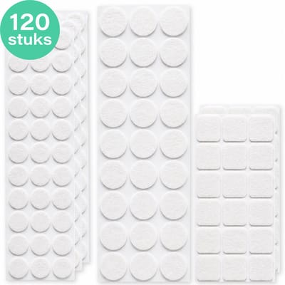 Luft Viltjes Stoelpoten Zelfklevend - 120 stuks - Stoelpoot beschermers - Vilt - Vloer beschermer - Meubel Glijders - Stoel - Poten - Bescherming - Plak - Wit