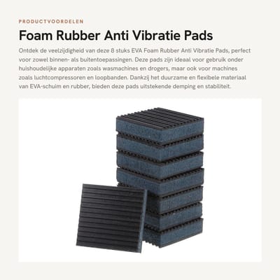Dailygoods- Vibratiepads 8 Stuks - EVA Schuim/Rubber - Antislip - Geluidsisolatie - Schokabsorberend - Duurzaam - Voor Wasmachine en Droger