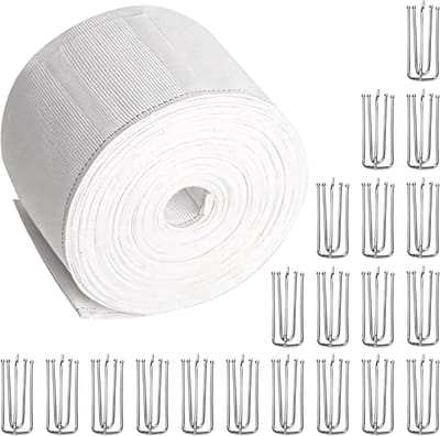 Gordijntape Set - Raambekleding Lint - Gordijnen Maken - Inclusief Haken - 33 Meter - Wit