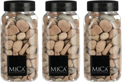 Mica Decorations decoratie stenen - 3x - groot - 650ml - roestbruin mix - hobby steentjes - sier stenen