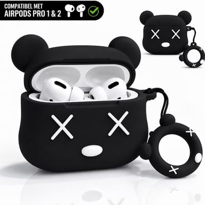 Enluxe Zware Stijlvolle Zwarte Kat Vormige Beschermhoes voor AirPods Pro - Geschikt voor AirPods Pro 1 of 2 - Schattig en Duurzaam Ontwerp