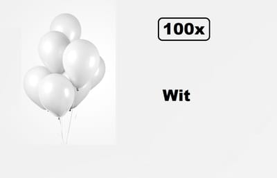 100x Ballonnen wit 27cm - Carnaval thema feest party oud en nieuw festival