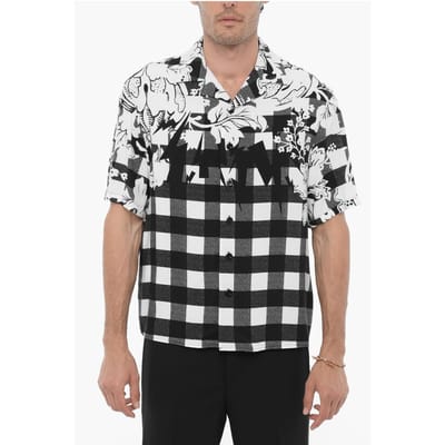 Dubbel geruit boxy fit overhemd in zwart en wit