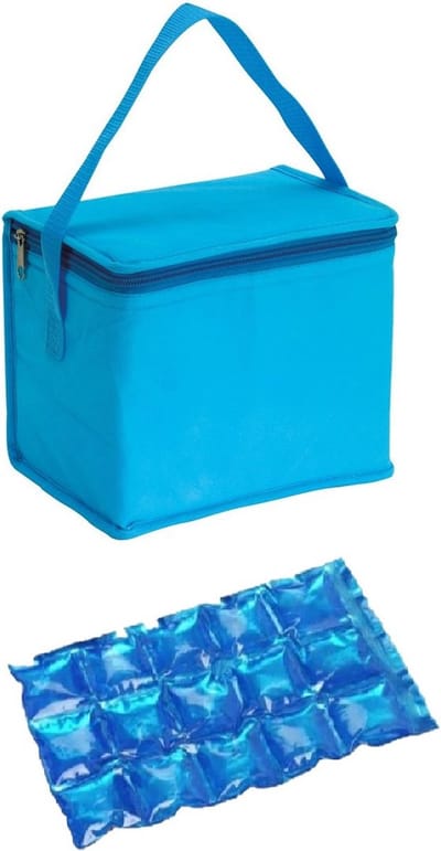 Kleine koeltas voor lunch lichtblauw met 2 stuks flexibele koelelementen 4.5 l