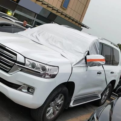 Voorruithoes, winddichte voorruit zonneschermhoes met reflecterende banden voor SUV's pick-up trucks Type 2 zilver