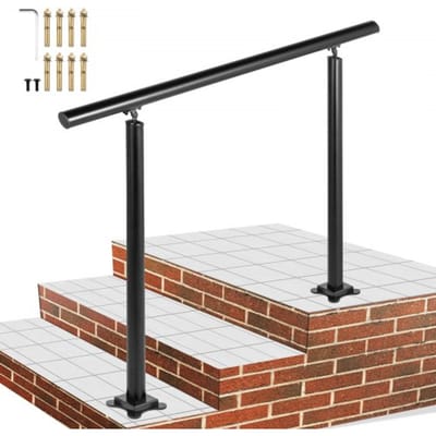 VEVOR Leuning, Trapleuning Lengte 86,4 cm, Leuning Wandleuning Wandtrap 91,4 cm,Trapleuning Hoogte, Roestvrij Staal met Metalen Pluggen, Banister Rail Support Kit Gepolijst RVS Voor Binnen en Buiten