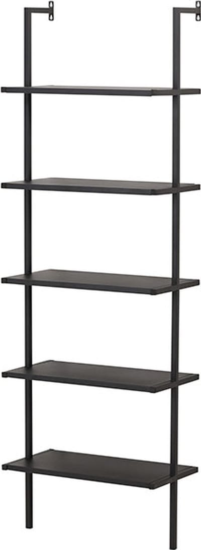 Caracas wandkast 5 planken zwart.