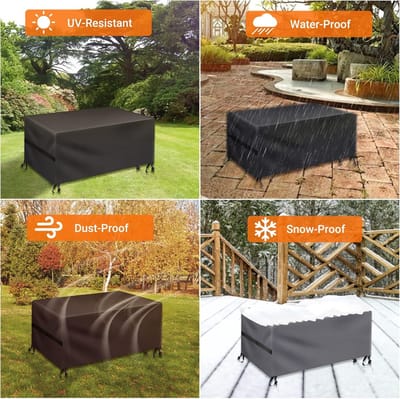 Famanu – Heavy duty tuinmeubelhoes - rechthoekig - 420D beschermhoes - water- en UV-bestendig - geschikt voor stoel- en tafelsets - duurzaam materiaal - beschermt tuinmeubilair tegen weersinvloeden