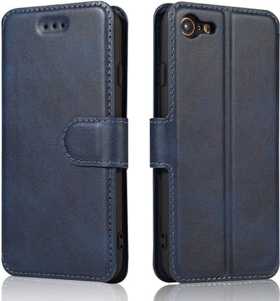 Geschikt voor Apple iPhone 7 - 8 Bookcase | Donkerblauw | Pasjeshouder Hoesje | Portemonnee