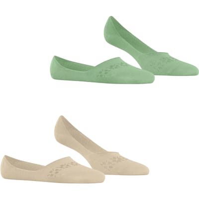 Burlington Everyday 2-Pack onzichtbar eenkleurig katoen multipack footies dames groen - maat 35-36
