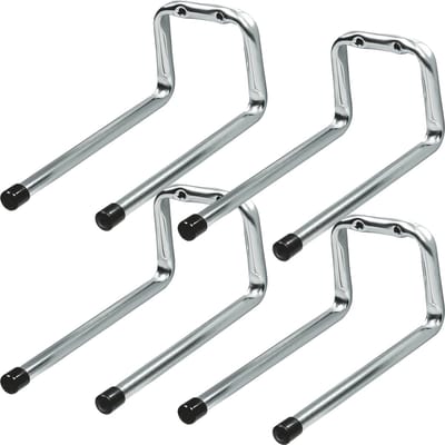 Amig Garage wand/muur ophanghaken - 4x - metaal - zilver - H12 cm x L19 cm