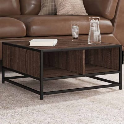 vidaXL Salontafel 60,5x60,5x30 cm bewerkt hout en metaal bruin eiken