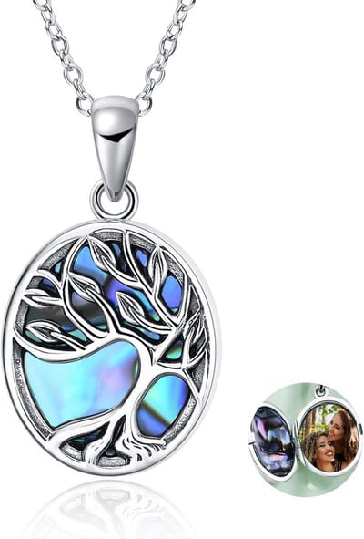 925 Sterling Zilveren Levensboom Medaillon Ketting met Foto Opslag