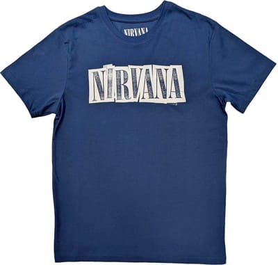 Nirvana - Box Logo Heren T-shirt - S - Blauw