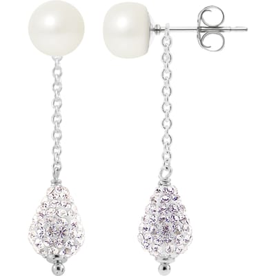 Hangers van oorbellen witte cultuur kralen 6-7 mm Crystal White Silver 925 - Pure Crystal