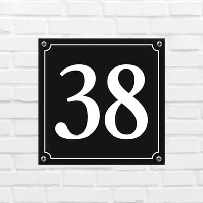 Huisnummerbord Klassiek - Nummer 38 - 14 x 11 cm - incl. bevestiging | - naambord - nummerbord - voordeur