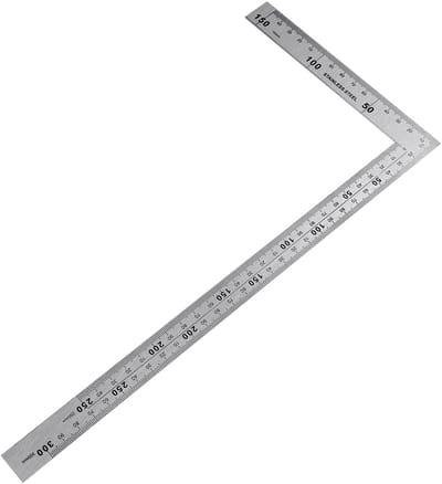 Liniaal, 150 × 300 mm, metalen aanslaghoek, voor timmerlieden, ingenieurs, ambachtslieden, dakdekkers