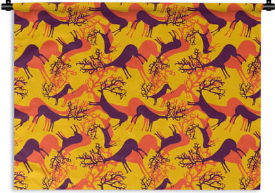 Wandkleed - Wanddoek - Patronen - Hert - Kleuren - 120x90 cm - Wandtapijt