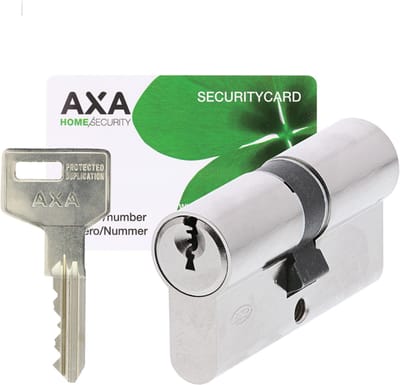 AXA Dubbel Cilinderslot - 30/30 mm - Ultimate Security+ - Veiligheidscilinder Vernikkeld - SKG** - incl. 3 sleutels - met Hotelfunctie