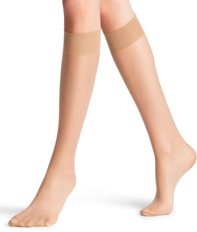 FALKE Seidenglatt eenkleurig materiaal Sheer 15 DEN kniekousen dames transparant - maat 35-38