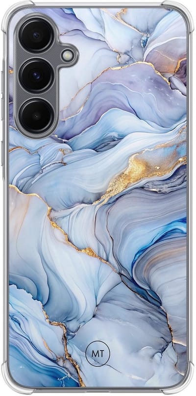 Hoesje (shockproof) geschikt voor Samsung Galaxy A15 - Lavender dream - Extra sterke case - TPU/polycarbonaat - Marmer - Paars, Transparant