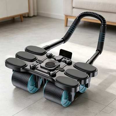 Deze automatische buikspiertrainer met rebound-functie is perfect voor beginners die hun taille en buik willen afslanken Het vierwielige apparaat is voorzien van elleboogsteunen zachte elleboog en kniebeschermers en is geschikt voor thuisgebruik