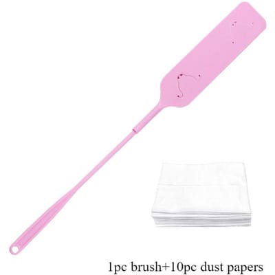 Brosse de Nettoyage de Poussière Domestique Pratique avec Chiffon de Nettoyage Non Tissé Long Manche Brosse pour Fentes à Poussière pour Outil de Nettoyage de Maison rose