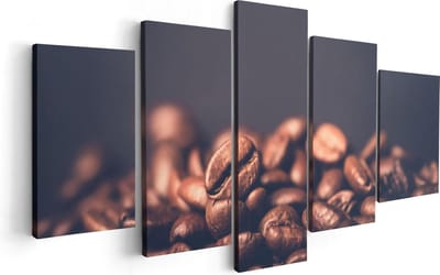 Artaza Canvas Schilderij Vijfluik Koffie Bonen Op Een Zwart Achtergrond - 100x50 - Foto Op Canvas - Canvas Print