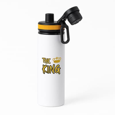 Hacebo® - The king waterfles met draaidop oranje - Koning - iemand die zich voelt als een koning - verjaardagscadeau - kroontje - kado - gift - geschenk - water fles - 850ML
