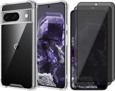 Hoesje geschikt voor Google Pixel 8 - 2x Privacy Screenprotector Volledig Dekkend Glas - Shockproof Transparant