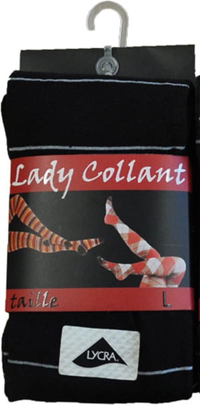 Dames collant 80% katoen- fantasie rayures- 5 stuks- maat S/M - zwart