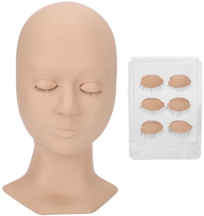 Dailygoods- Wimperextensions Mannequin Zachte Siliconen - Oefenpop - Verwijderbare Oogleden - Multifunctioneel - 4 Stuks Extra - Zweetbestendig - Oefenkop
