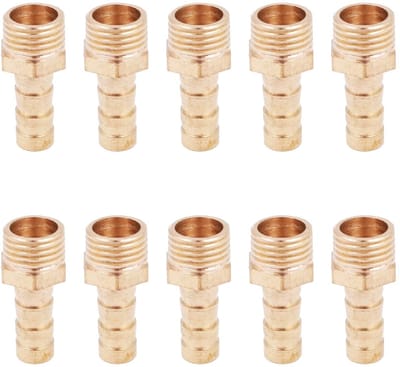 JHUBERS - Slang Pijp Connector - Messing Slang Nozzle - Mannelijke Adapter - 10Pcs - Tuin en Vijver - 1/4 8mm