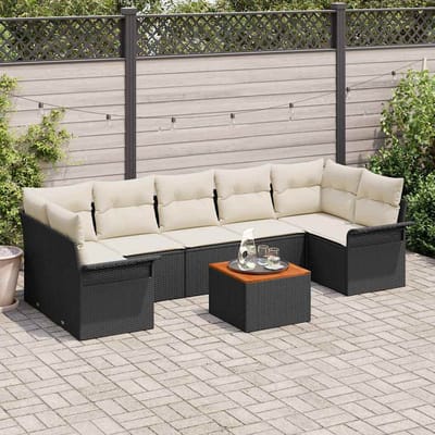 vidaXL - Tuinbank - Set - 8 - st - 7-Aantal - zitplaatsen - Zwart - en - Crème