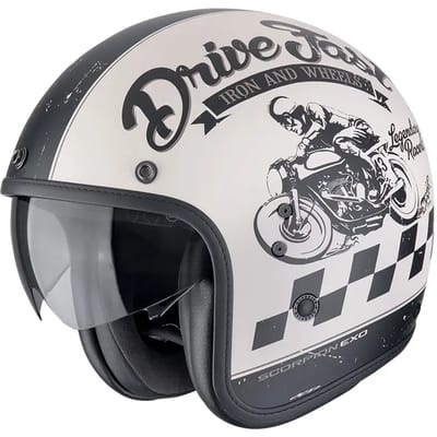 Scorpion Belfast Evo Drive Fast Zwart Beige Jethelm - Maat XL - Helm